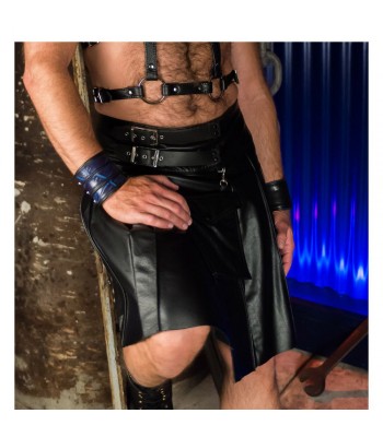 Men Black Club Short Leather Straps Fashion Sport Utility Kilt  (2025)